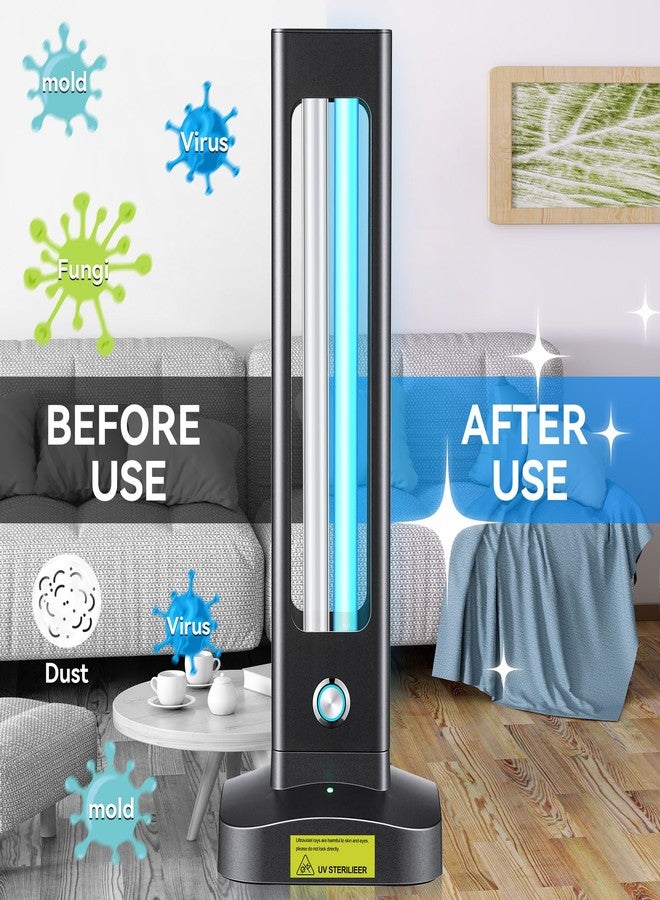 Qualirey Ultraviolet Lamp, 55W UV Light with Ozone Purifier for Room, UVC Disinfection Lamp with 3 Step Timing Remote Control, Blue Light, Purification for Bathroom Bedroom Toilet - Image 5